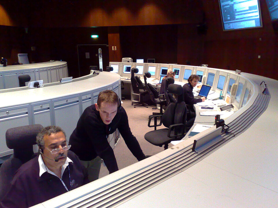 Flight Control Team checking the Mission Control System 18 March 2009