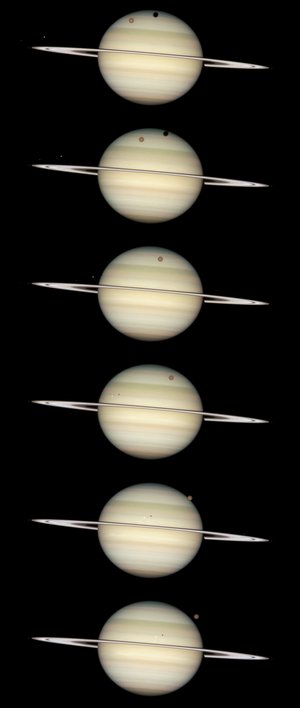 Transit sequence of Saturnian moons