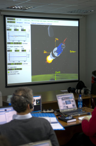View from ESA support room at Plesetsk during final rehearsal, 13 March 2009