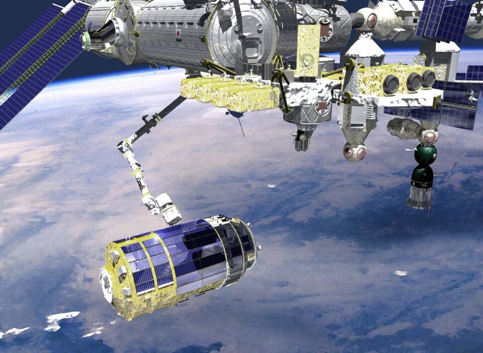 The Station's robotic arm captured and berthed HTV