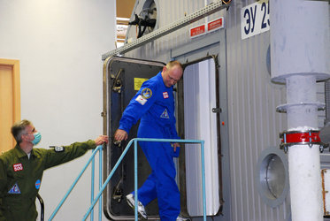 The crew enters the Mars500 isolation facility for the start of the 105-day study