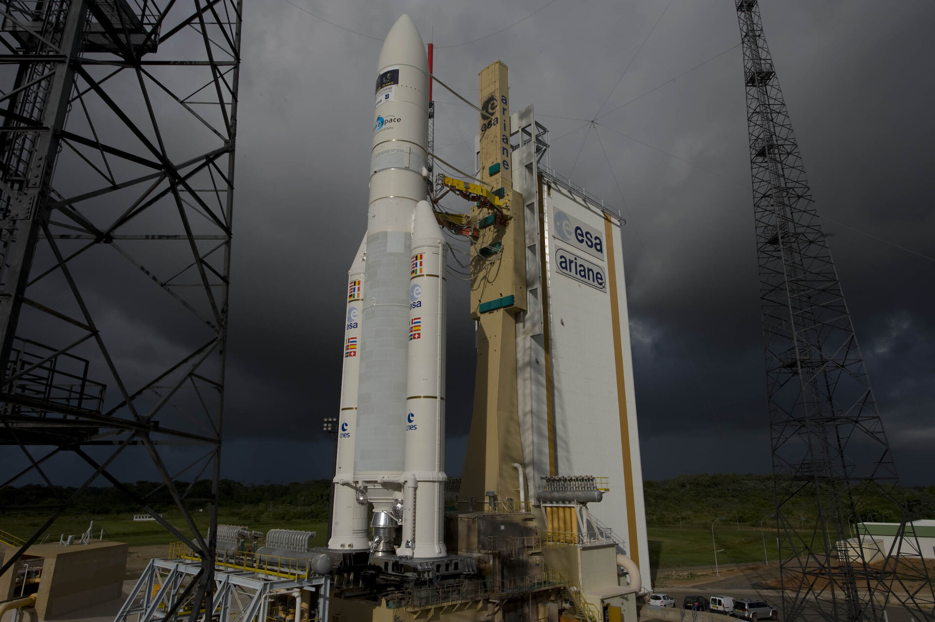 Ariane 5 with Herschel and Planck on the launch pad
