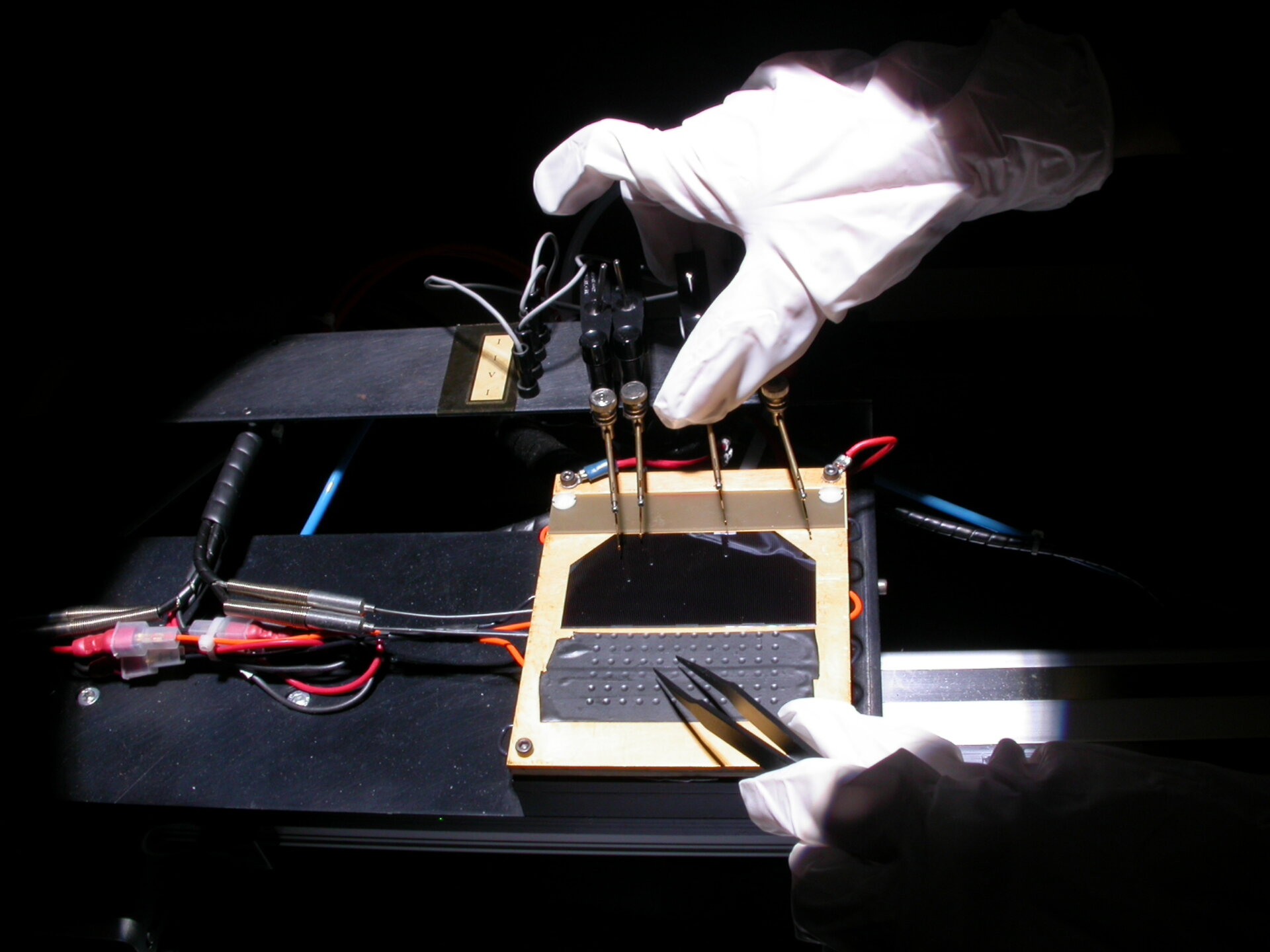 Preparing to test a standard triple junction solar cell