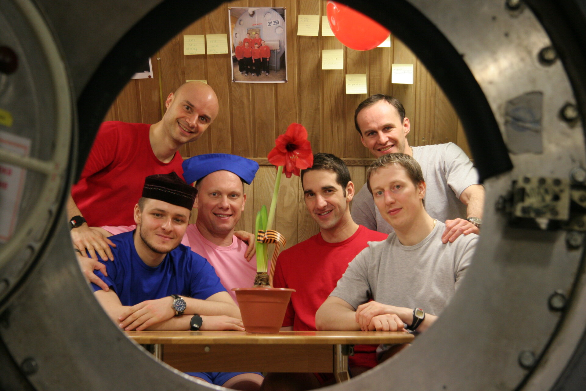 Mars500 crew inside the habitat during the 105-day study