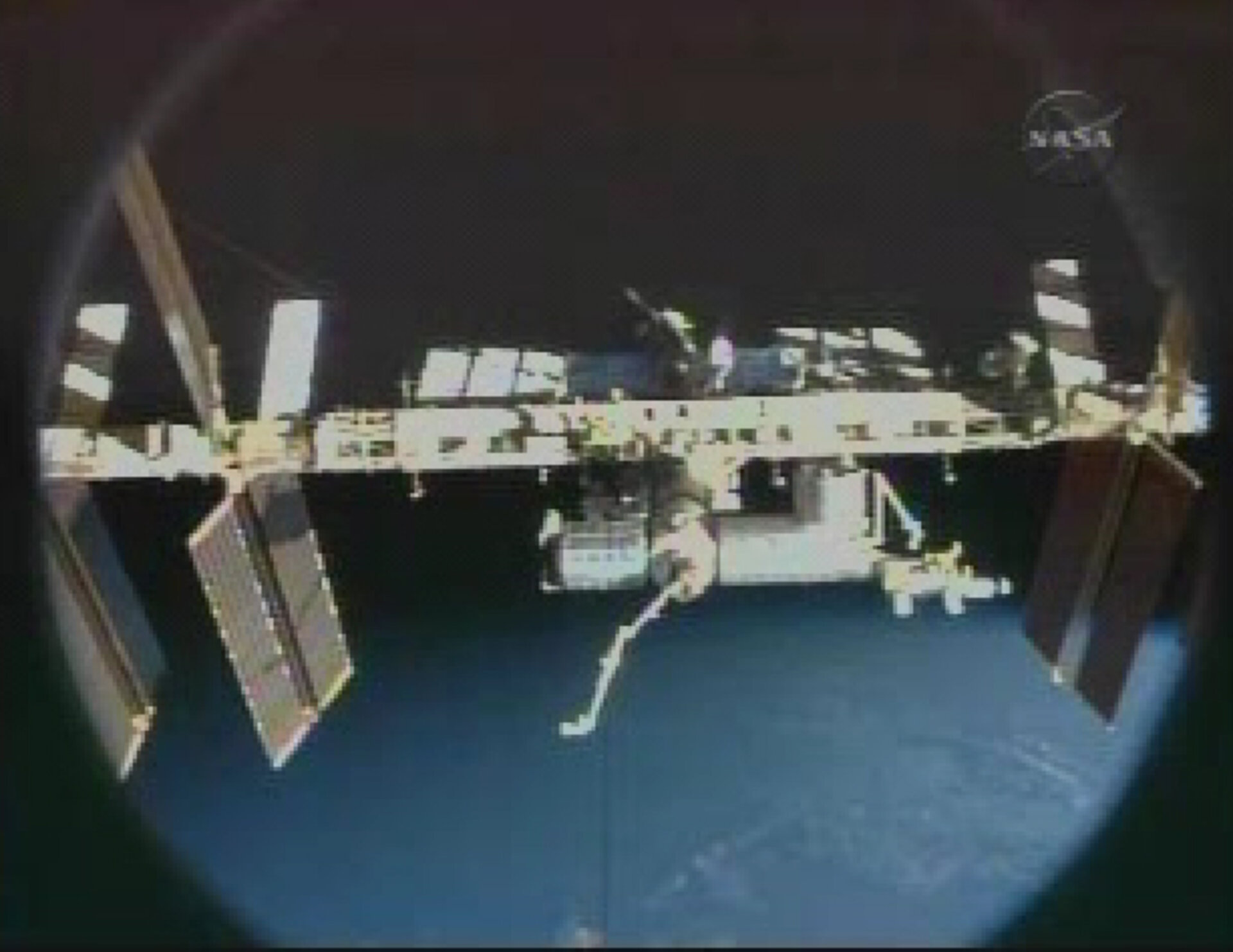 View of the International Space Station following undocking of Discovery