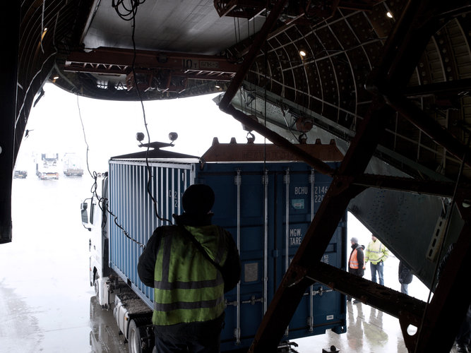Containers loaded onto Antonov
