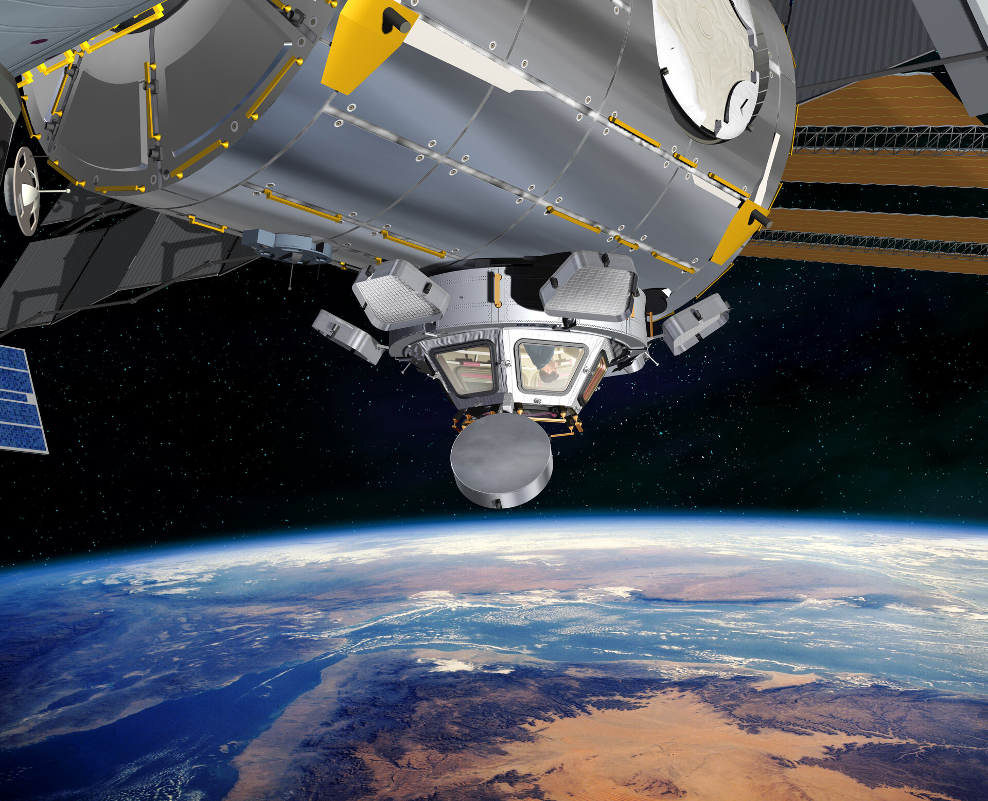 Artist's view of the Cupola mounted on Node-3