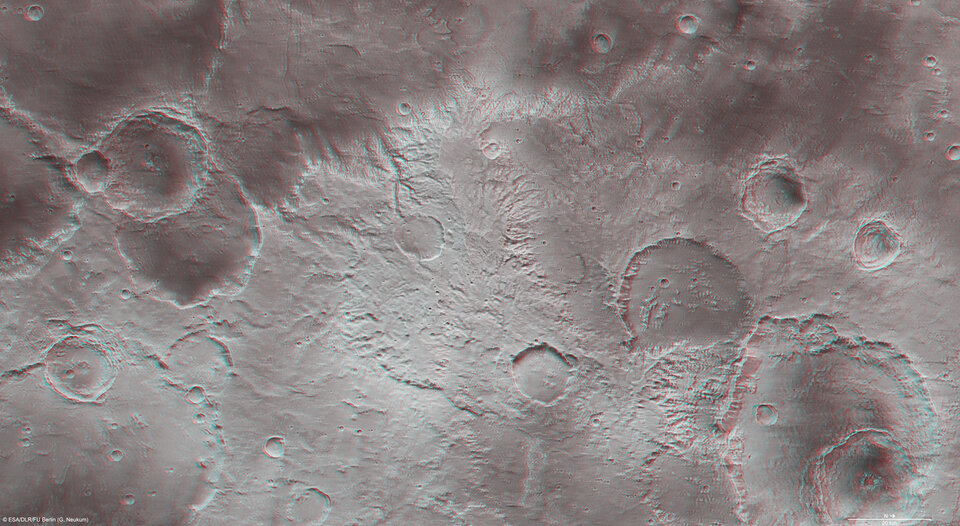 Part of the Sirenum Fossae region in 3D.