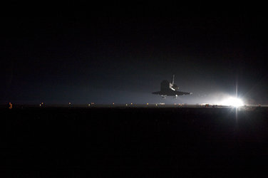Space Shuttle Endeavour touching down at KSC