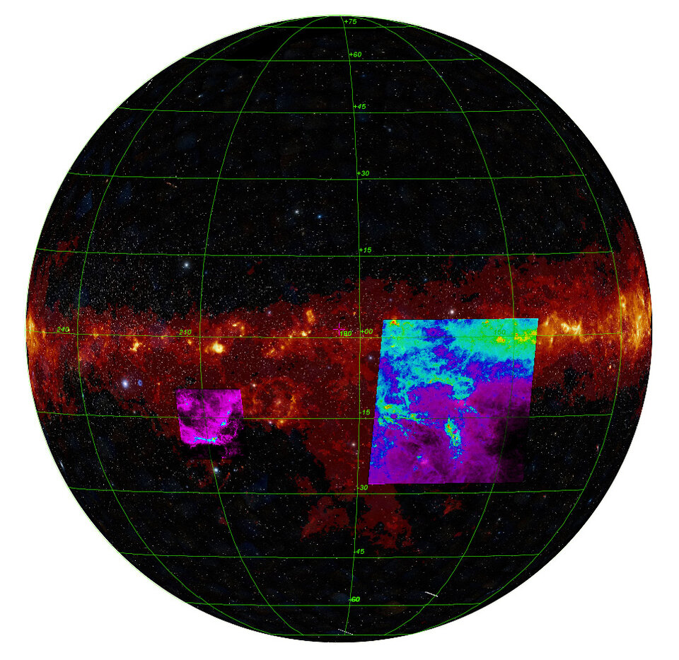 Location of the Planck images in Orion and Perseus
