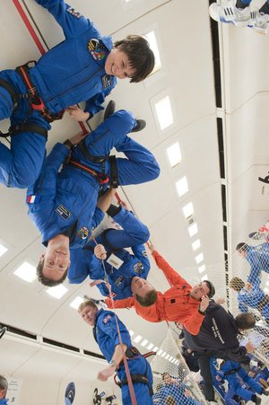 ESA astronauts during parabolic flight