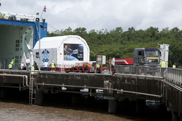 ATV-2 containers being unloaded from MN Toucan
