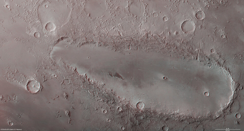 Orcus Patera on Mars in 3D