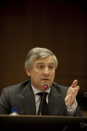 Antonio Tajani during the European Parliament conference