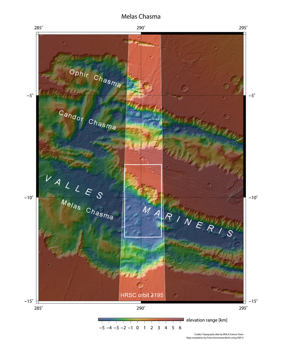 Melas Chasma shown in context