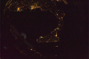 Calabria and Sicily at night