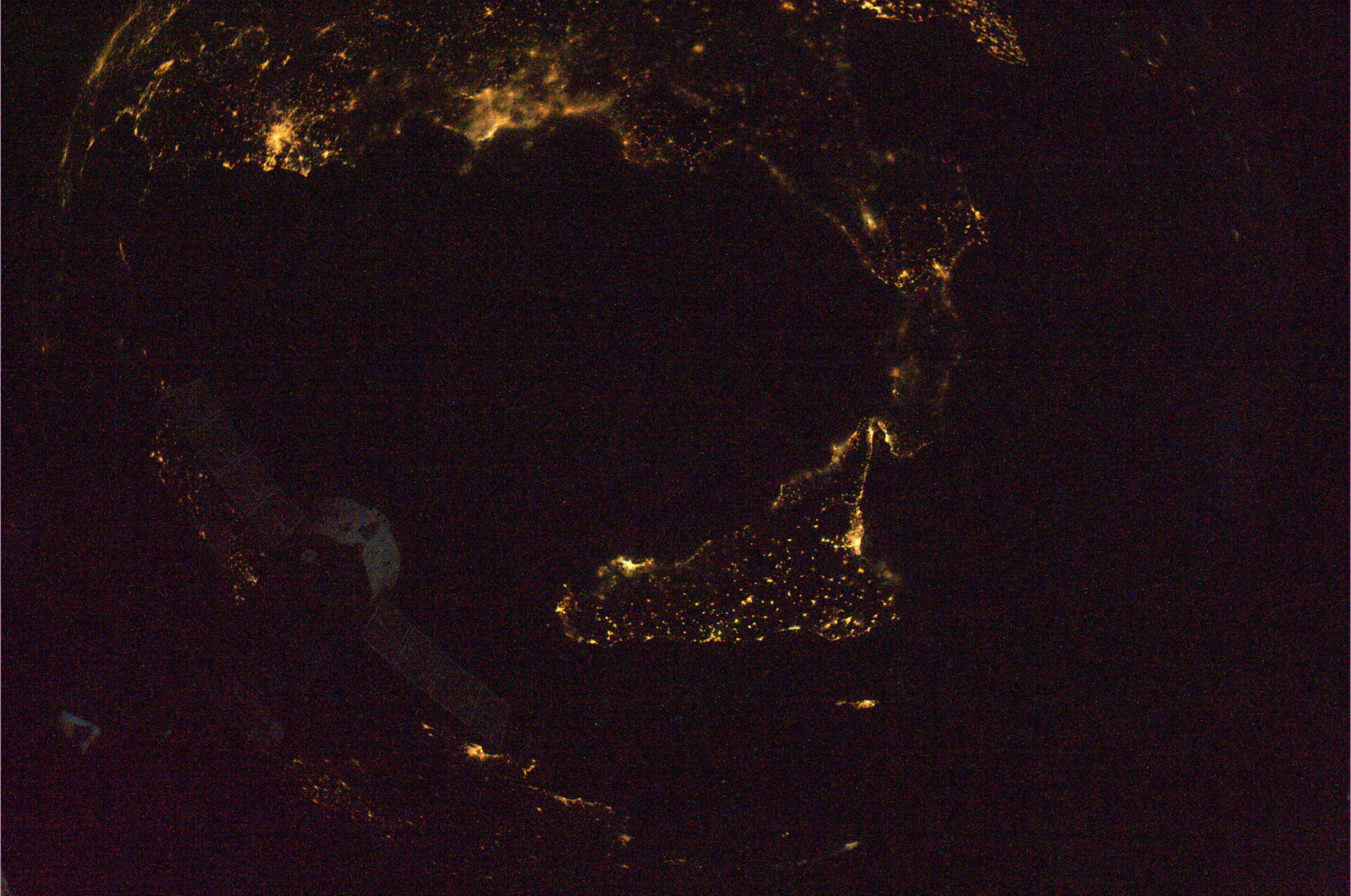 Calabria and Sicily at night