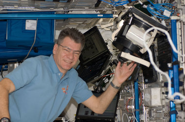 Paolo Nespoli working in Columbus module