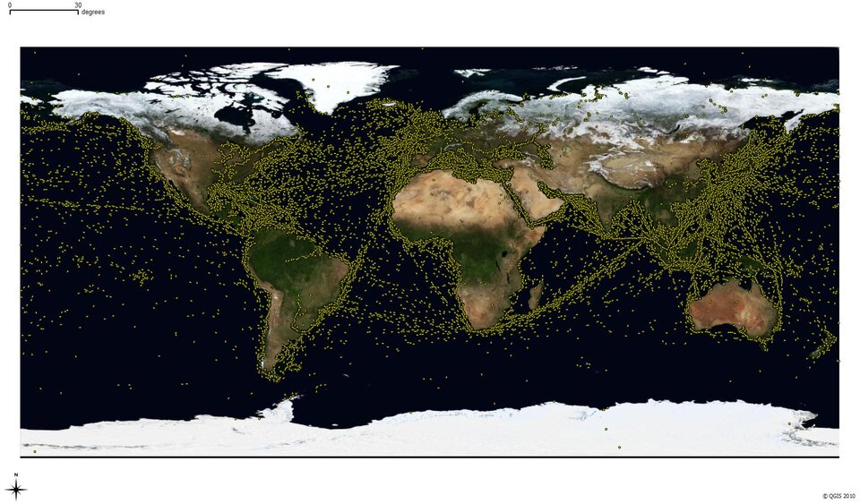 Ships tracked worldwide