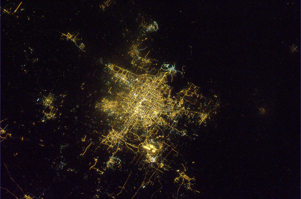 Beijing during the Chinese New Year celebrations seen by Paolo Nespoli aboard the ISS