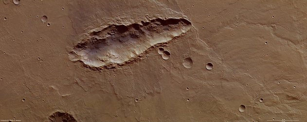 Elongated crater on Mars