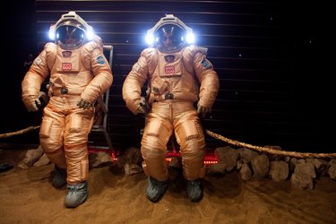 Mars500 crew testing Orlan suits