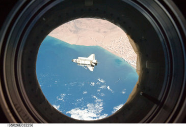 Discovery as seen from ISS