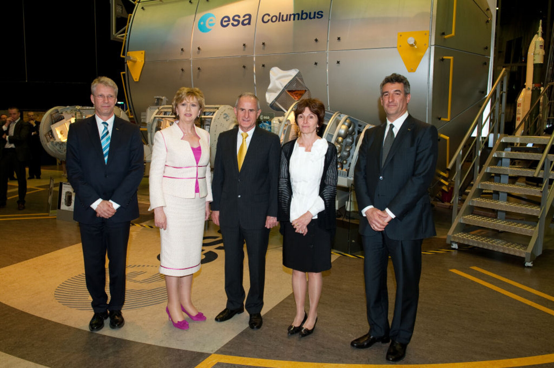 Irish President, Mary McAleese (second from left), pictured with ESA Directors at ESTEC