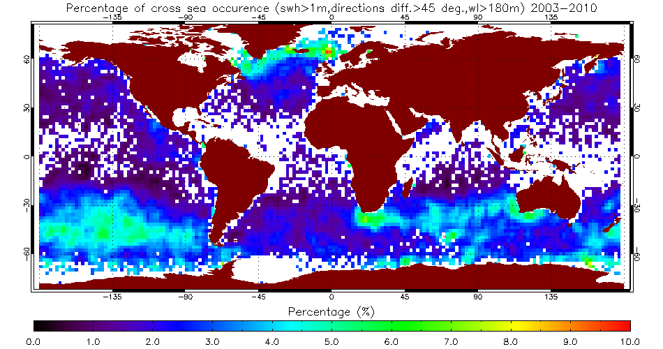 Global occurrence of cross seas