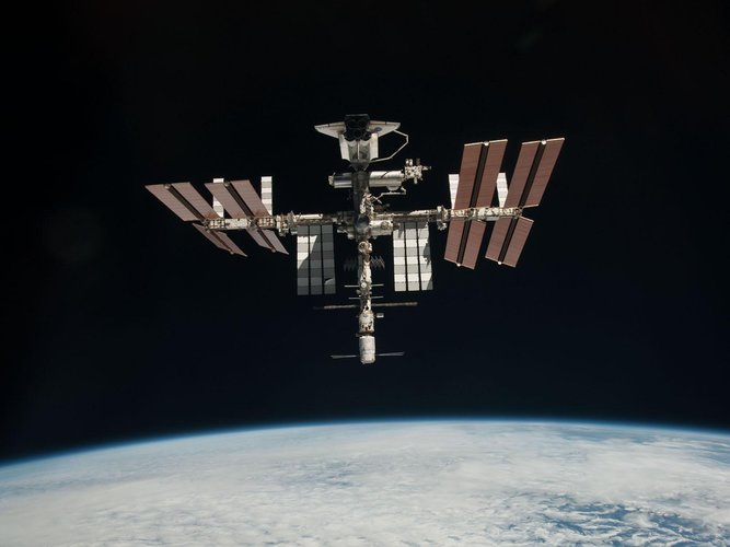 The International Space Station with ATV-2 and Endeavour