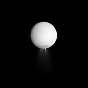 Water plumes shoot from Enceladus