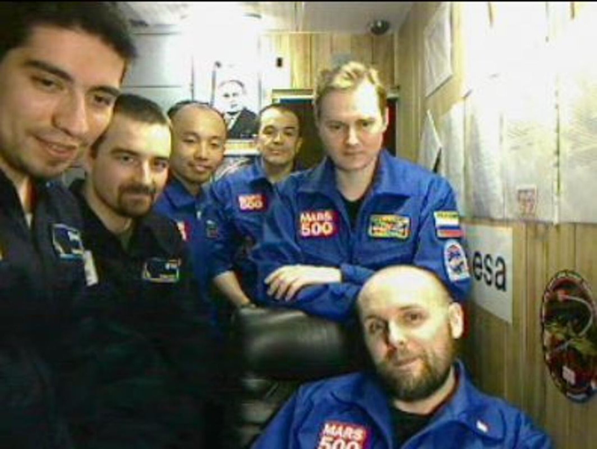 Mars500 crew seen on video