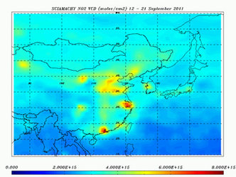 Nitrogen dioxide over China