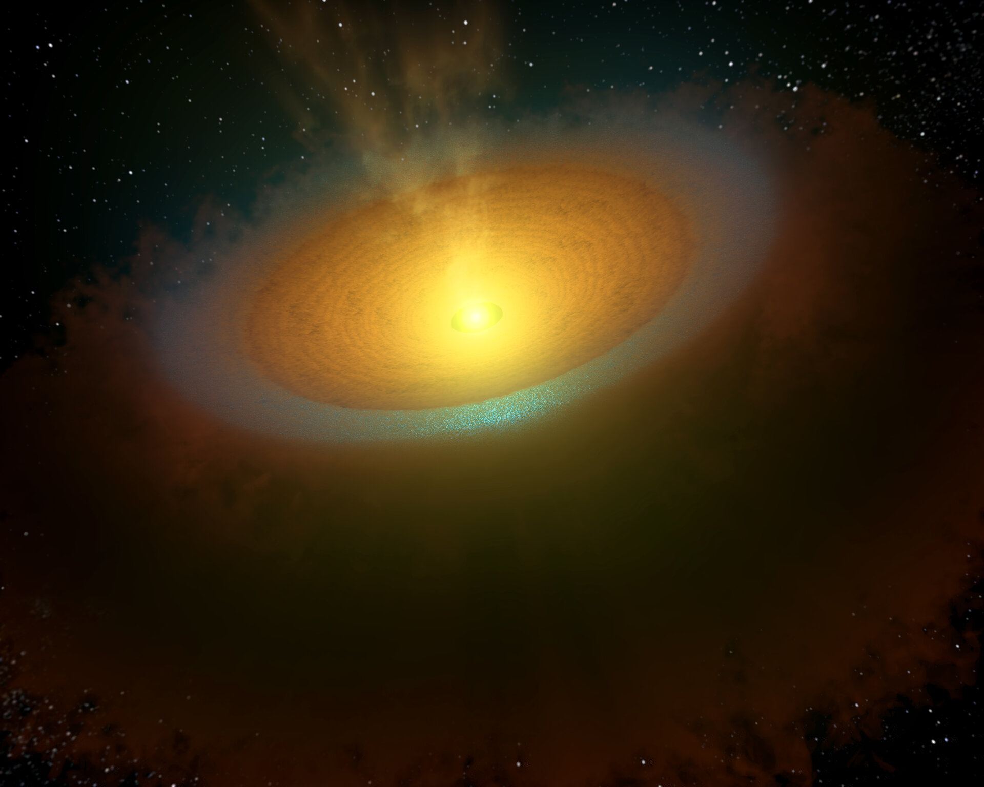 Artist's impression of the TW Hydrae protoplanetary disc