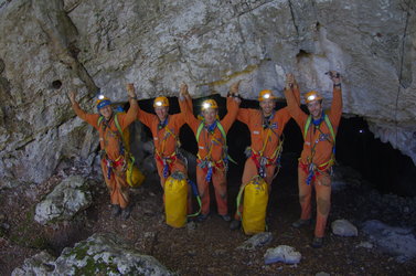 The caving team after return to the surface on 21 September.
