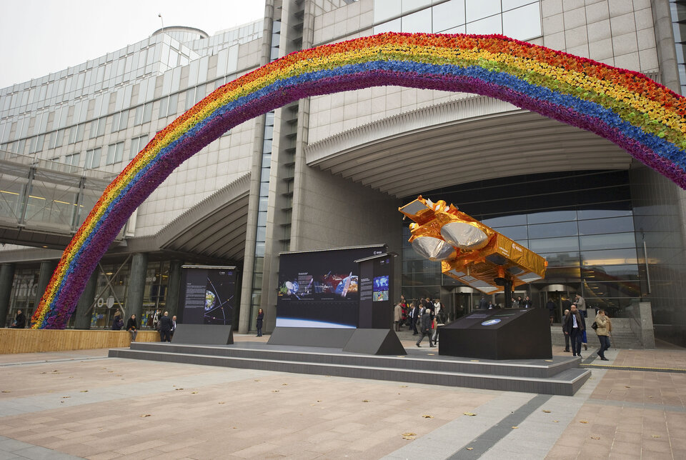 Exhibition organised by ESA at the entrance to the European Parliament