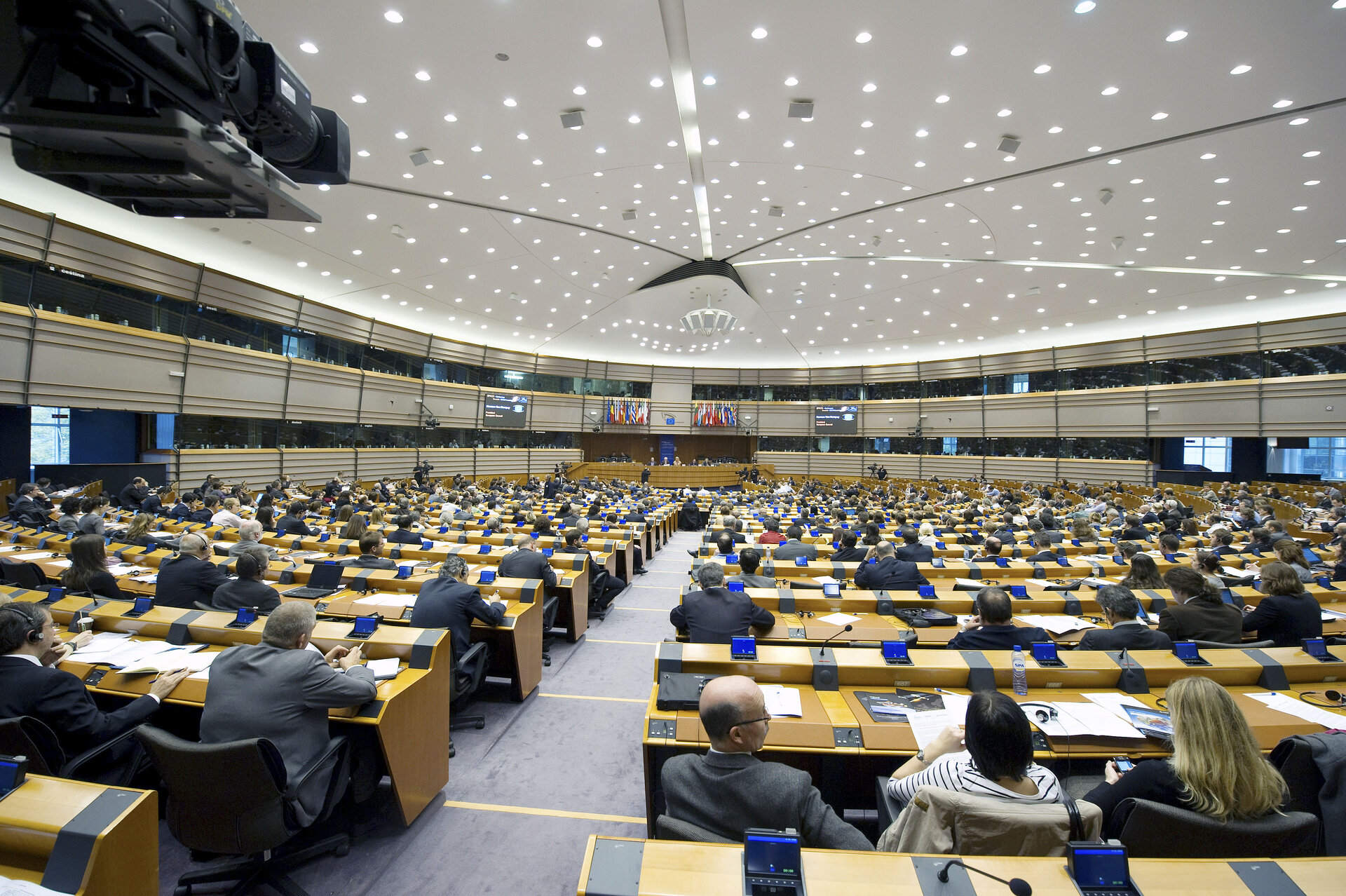 Hemicycle of the European parliament during the Conference on Space Policy for society and citizens