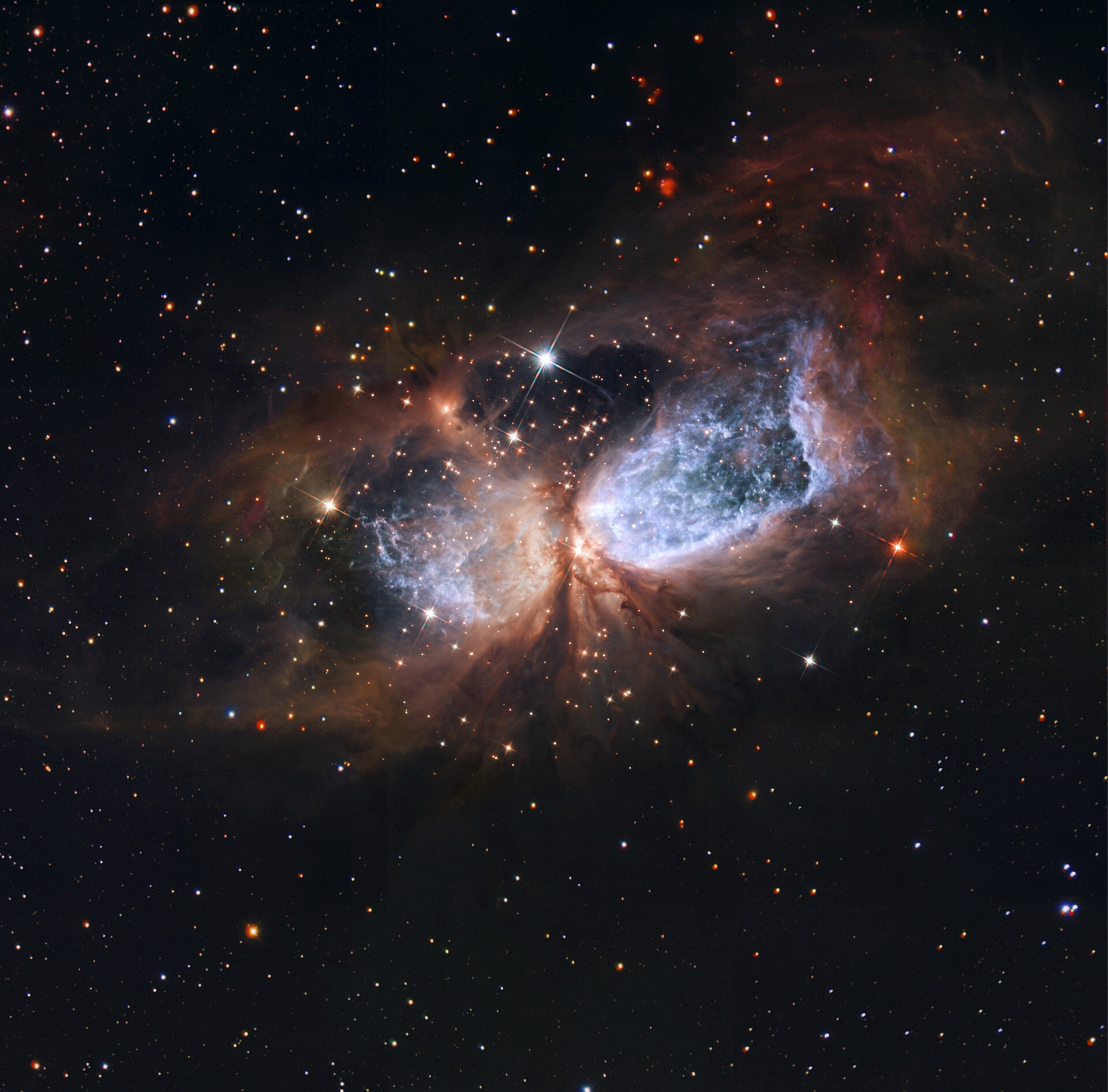 Hubble/Subaru composite of star-forming region S 106