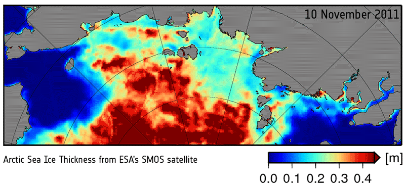 Laptev Sea ice thickness from SMOS