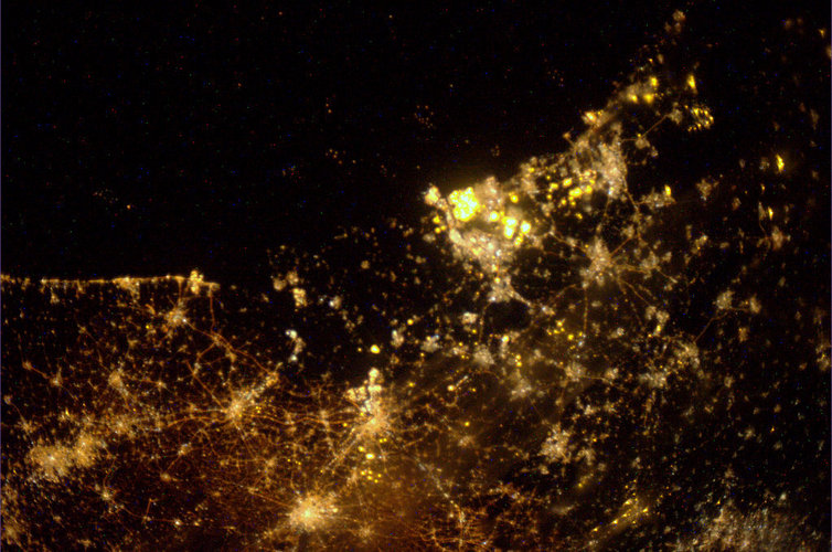 Holland by night, as seen from the ISS
