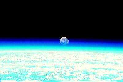 Moonset seen from Space Station