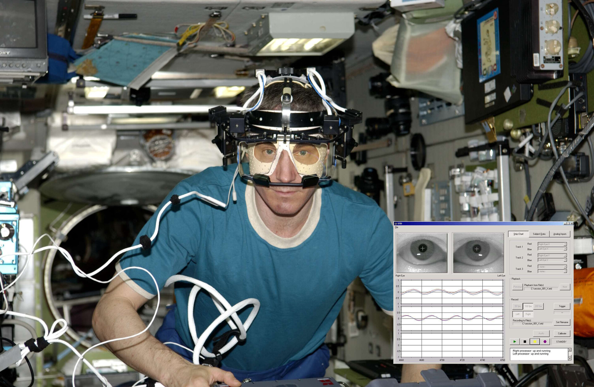 Sergej Krikaljow mit dem 3D-Eye-Tracker