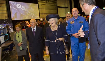 Visit of HM Queen Beatrix of the Netherlands and Italian President Giorgio Napolitano to ESTEC on 24 October 2012.