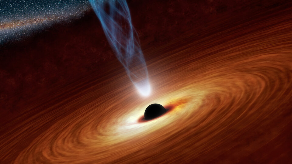 Artist’s impression of a rapidly rotating supermassive black hole