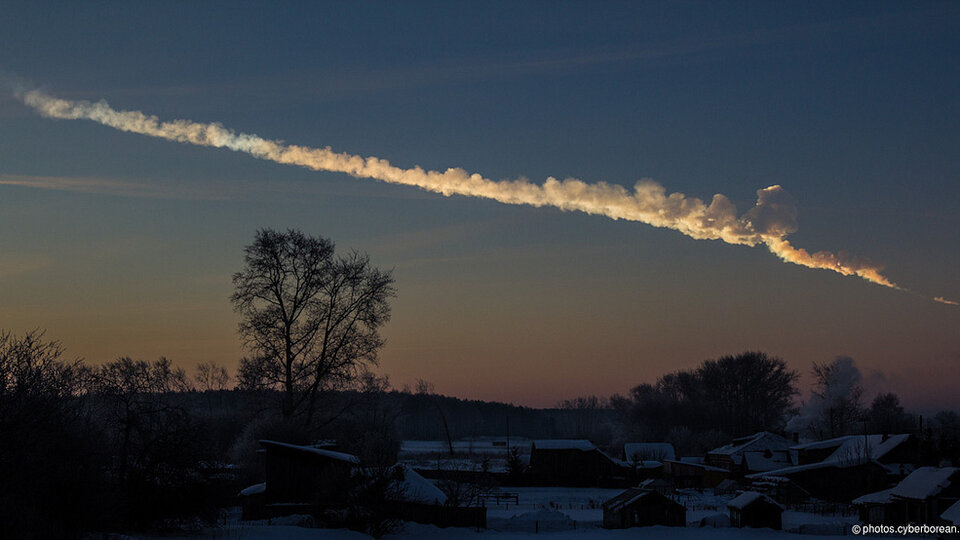 Asteroid trace over Chelyabinsk