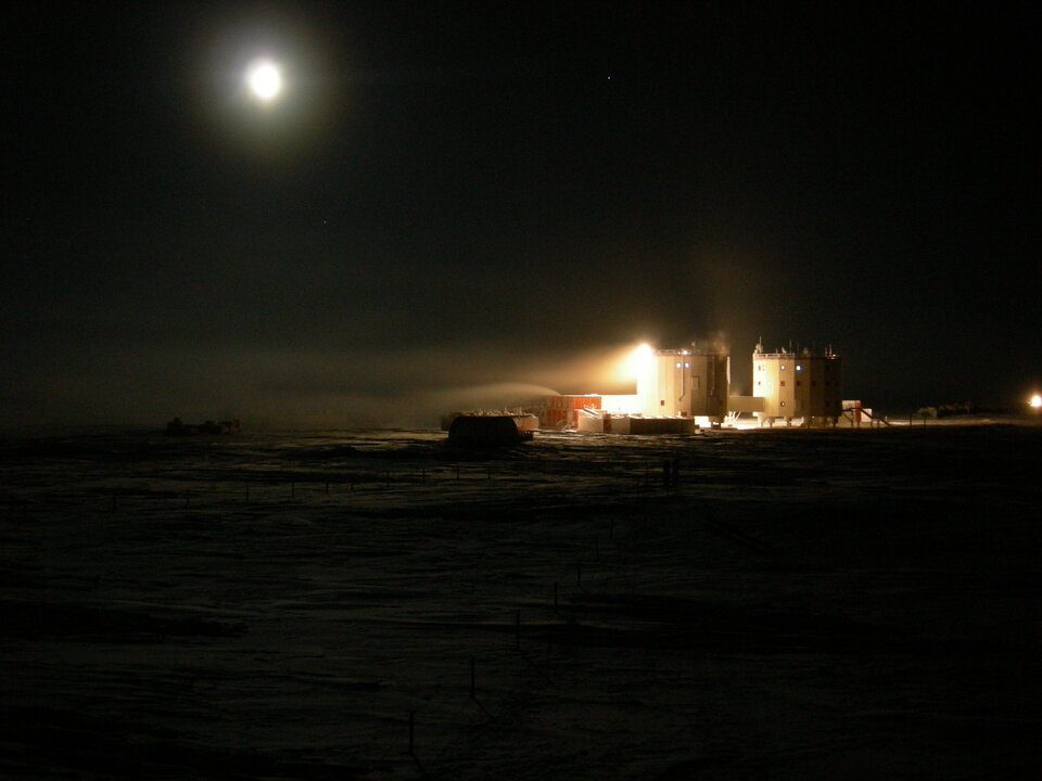 Concordia research station in moonlight