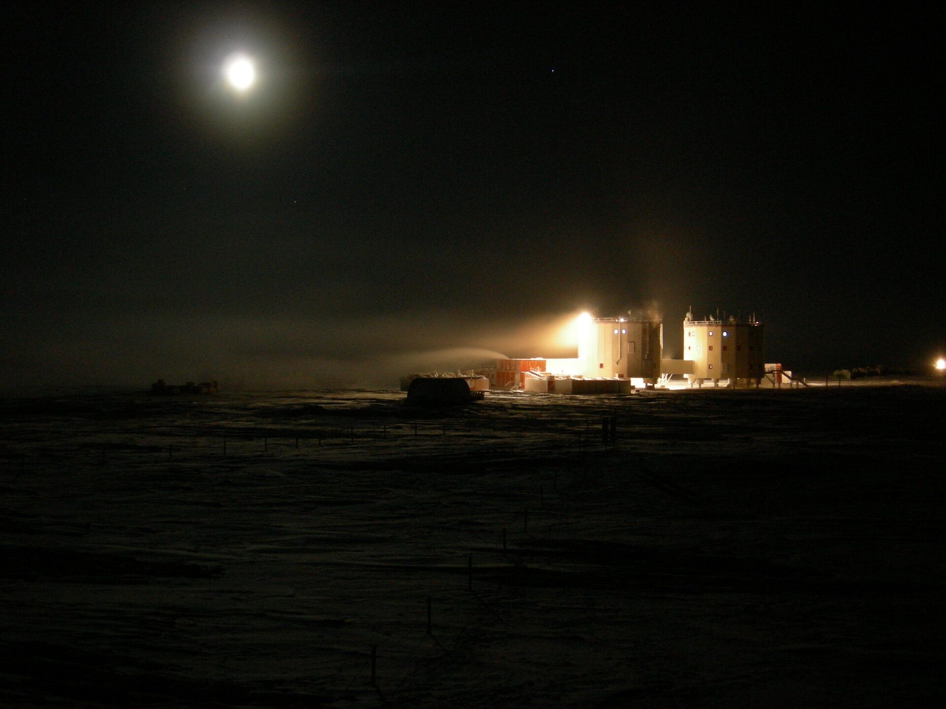 Concordia research station in moonlight