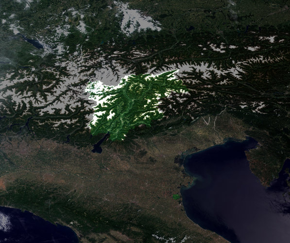Il Trentino Alto-Adige visto dallo spazio