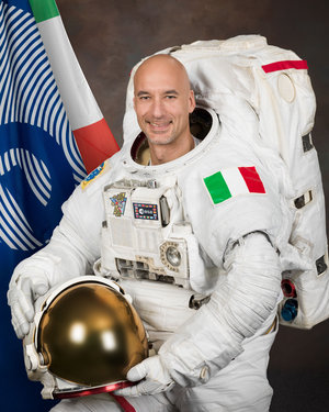ESA astronaut Luca Parmitano in spacewalk suit