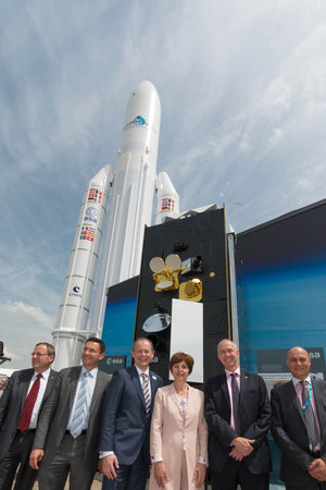 Alphasat partners in front of the ESA pavilion